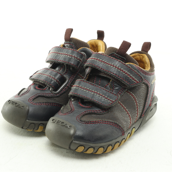 Geox Kids All Leather Sneaker Hook & Loop Baby & Walker Size US5.5 EUR21 Brown - Picture 7 of 16